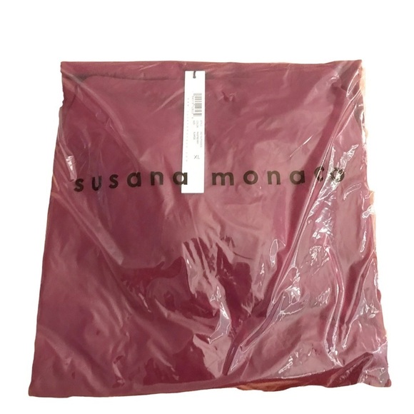 Susana Monaco off shoulder peasant sleeve midi dress in raspberry Size XL nwt - Picture 3 of 6